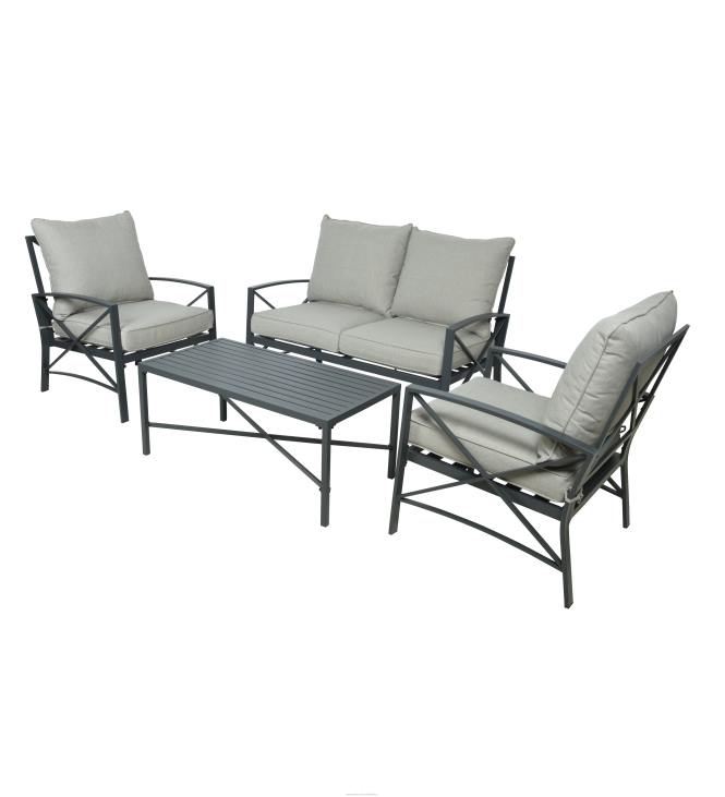 Houseware Plow & Hearth Arlington Cast Aluminum Outdoor Patio Seating with Cushions, 4-Piece Set NFLB1140