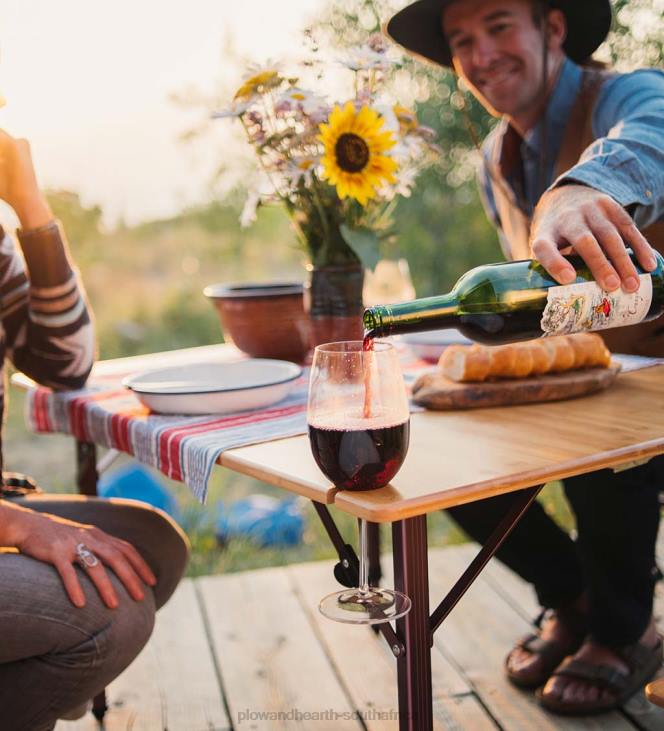 Houseware Plow & Hearth Bamboo Adjustable Height Folding Camp Table with Wine Glass Holders - Bamboo/Bronze NFLB1167