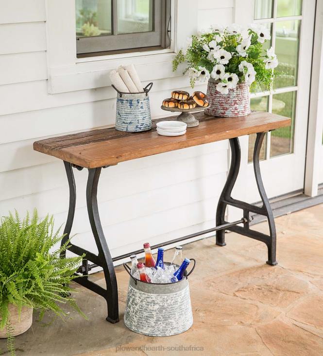 Houseware Plow & Hearth Birmingham Console Table in Reclaimed Wood and Metal NFLB1109