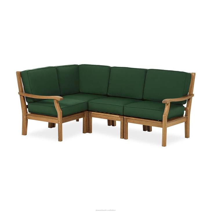Houseware Plow & Hearth Claremont Eucalyptus Outdoor Sectional Seating with Cushions NFLB1122