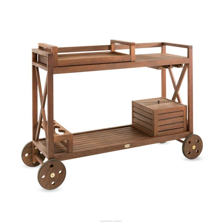 Houseware Plow & Hearth Claremont Eucalyptus Rolling Outdoor Bar Cart - Natural NFLB1153