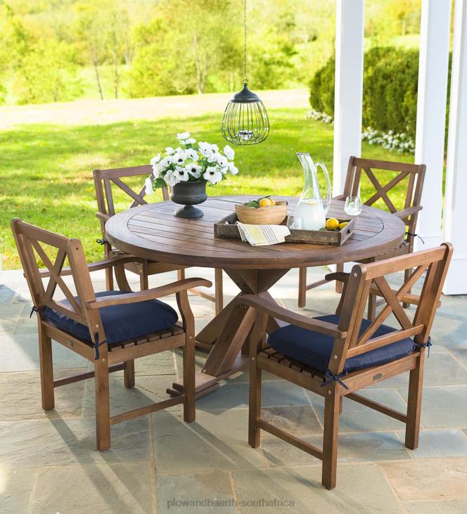 Houseware Plow & Hearth Claremont Eucalyptus Round Dining Table and Chairs NFLB1147