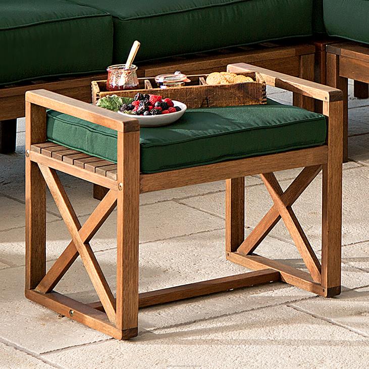 Houseware Plow & Hearth Claremont Eucalyptus Sectional Ottoman with Cushion - Midnight Navy NFLB3193