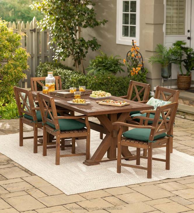 Houseware Plow & Hearth Claremont Outdoor Dining Furniture, Eucalyptus Table and Chairs NFLB1085