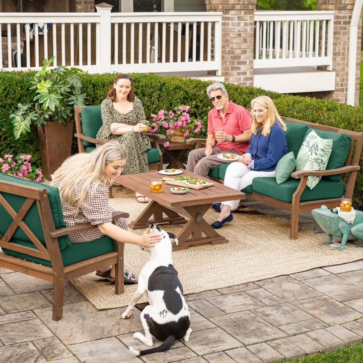 Houseware Plow & Hearth Claremont Seating Collection, Eucalyptus Wood Outdoor Furniture NFLB1090