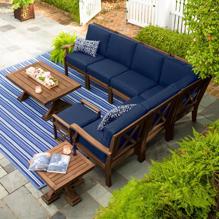 Houseware Plow & Hearth Claremont Sectional Chair with Right Arm with Cushions - Midnight Navy NFLB3212