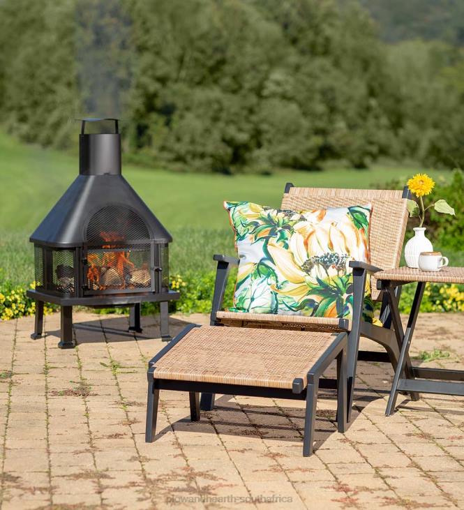 Houseware Plow & Hearth Claytor Eucalyptus Outdoor Furniture, Chair and Ottoman, 2-Piece Set - Black NFLB1094