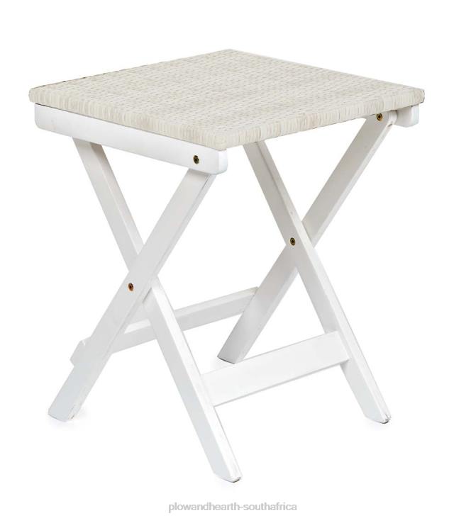 Houseware Plow & Hearth Claytor Folding Eucalyptus Outdoor Side Table - Black NFLB1161