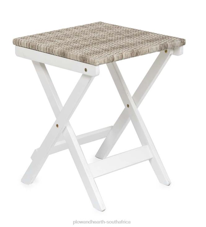 Houseware Plow & Hearth Claytor Folding Eucalyptus Outdoor Side Table - Black NFLB1161