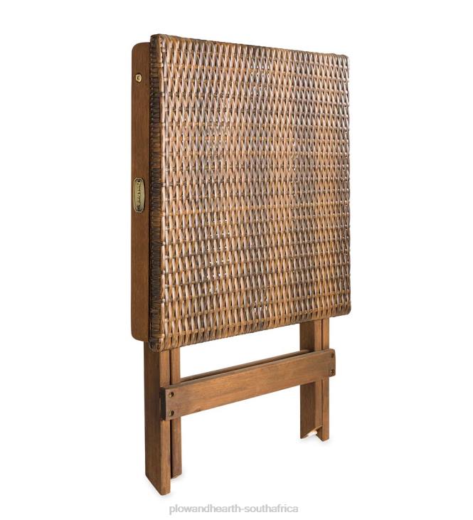 Houseware Plow & Hearth Claytor Folding Eucalyptus Outdoor Side Table - Black NFLB1161