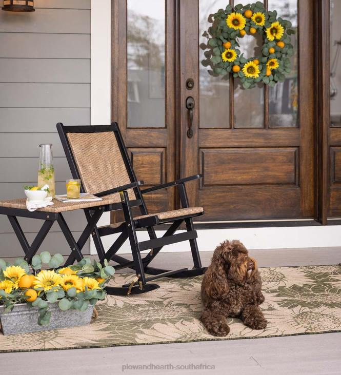 Houseware Plow & Hearth Claytor Folding Eucalyptus Outdoor Side Table - Black NFLB1161