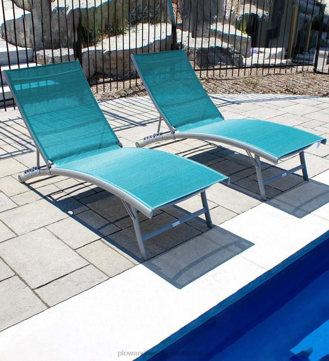 Houseware Plow & Hearth Clearwater Aluminum Lounge Chair Set - Blue Hawaii NFLB1154