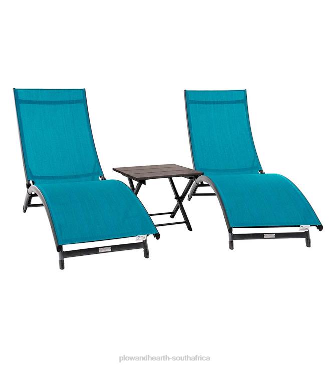 Houseware Plow & Hearth Coral Springs Lounge Set - Blue Hawaii/Black Frame NFLB1186