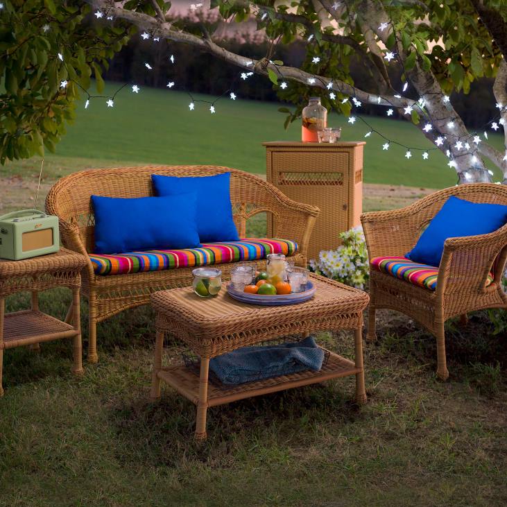 Houseware Plow & Hearth Easy Care Resin Wicker Love Seat, Chairs And Coffee Table Set NFLB1077