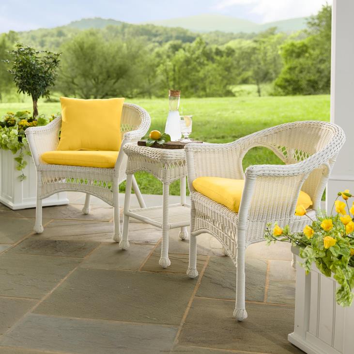 Houseware Plow & Hearth Easy Care Resin Wicker Love Seat, Chairs And Coffee Table Set NFLB1077