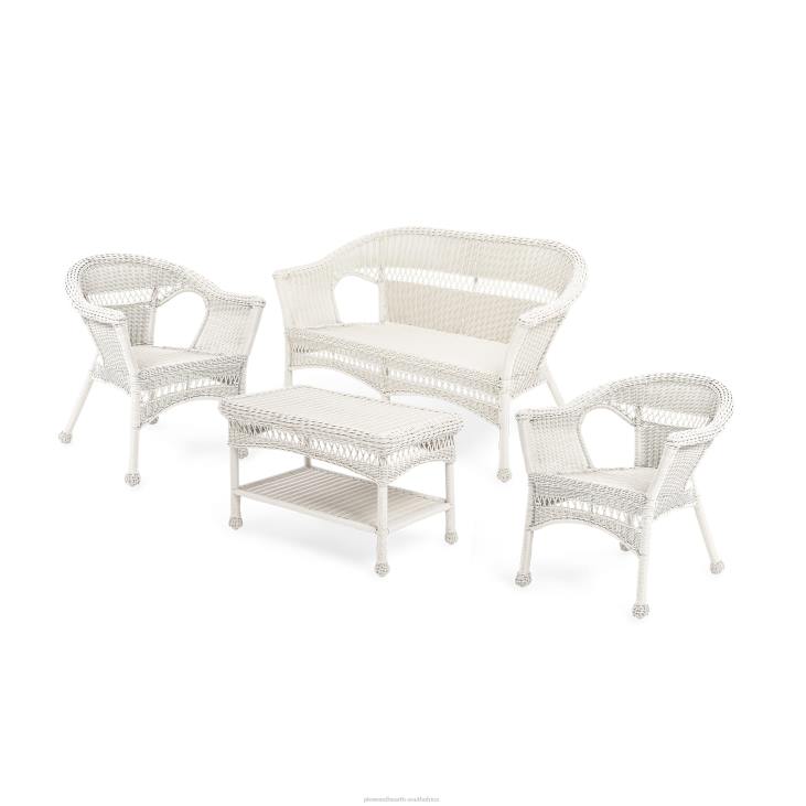 Houseware Plow & Hearth Easy Care Resin Wicker Love Seat, Chairs And Coffee Table Set NFLB1077
