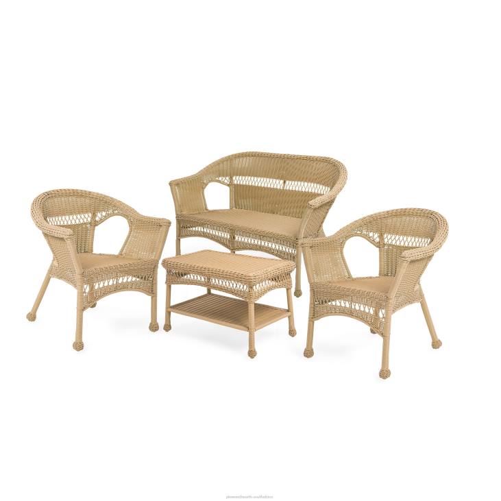 Houseware Plow & Hearth Easy Care Resin Wicker Love Seat, Chairs And Coffee Table Set NFLB1077