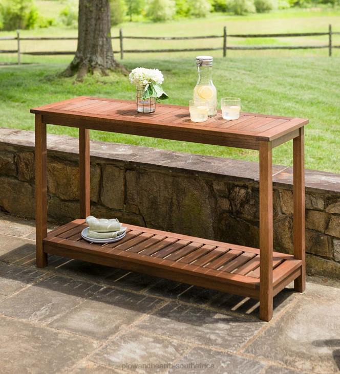 Houseware Plow & Hearth Eucalyptus Wood Console Table, Lancaster Outdoor Furniture Collection - Natural NFLB1113