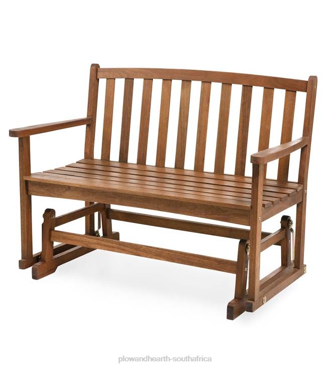 Houseware Plow & Hearth Eucalyptus Wood Love Seat Glider, Lancaster Outdoor Furniture Collection - Natural NFLB1160