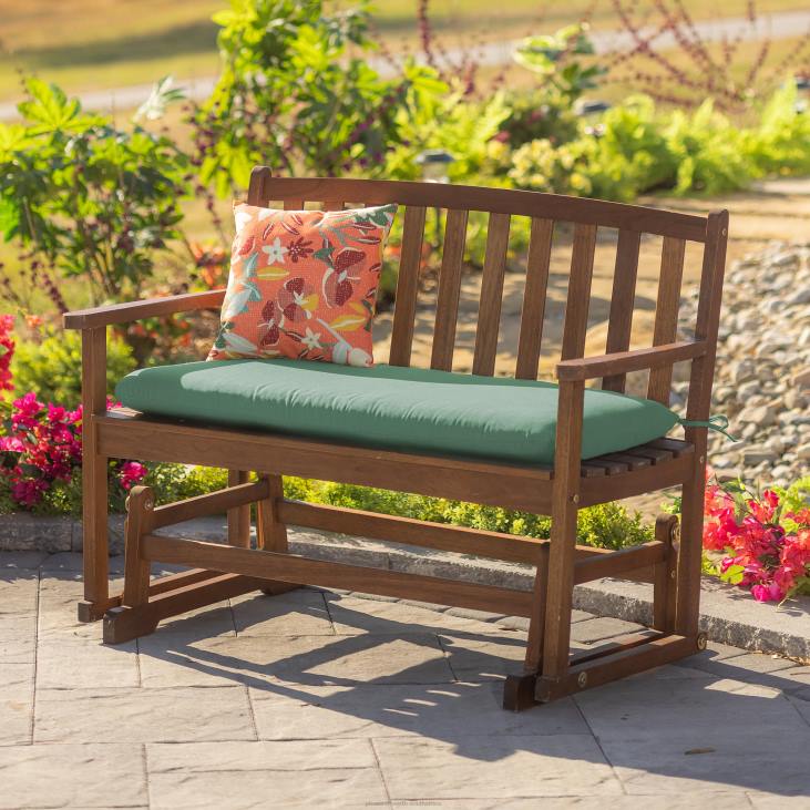 Houseware Plow & Hearth Eucalyptus Wood Love Seat Glider, Lancaster Outdoor Furniture Collection - Natural NFLB1160