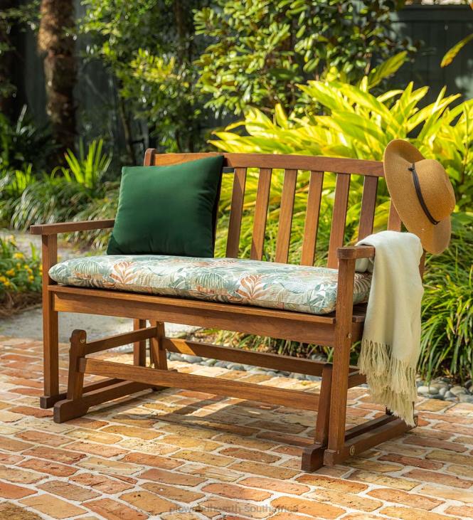 Houseware Plow & Hearth Eucalyptus Wood Love Seat Glider, Lancaster Outdoor Furniture Collection - Natural NFLB1160