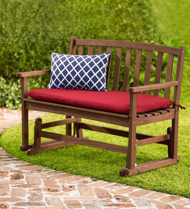 Houseware Plow & Hearth Eucalyptus Wood Love Seat Glider, Lancaster Outdoor Furniture Collection - Natural NFLB1160