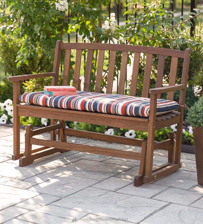 Houseware Plow & Hearth Eucalyptus Wood Love Seat Glider, Lancaster Outdoor Furniture Collection - Natural NFLB1160