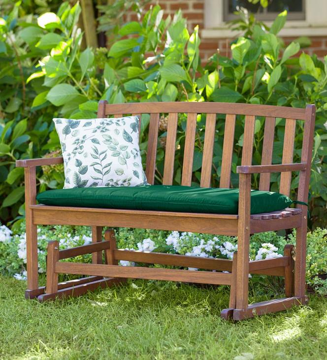 Houseware Plow & Hearth Eucalyptus Wood Love Seat Glider, Lancaster Outdoor Furniture Collection - Natural NFLB1160