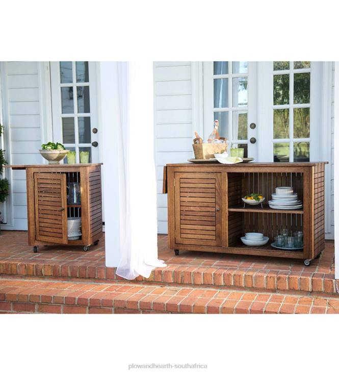 Houseware Plow & Hearth Eucalyptus Wood Rolling Carts, Lancaster Outdoor Furniture Collection NFLB1087