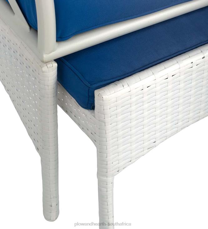 Houseware Plow & Hearth Five Piece White Wicker Patio Furniture Set with Cushions - White NFLB1079