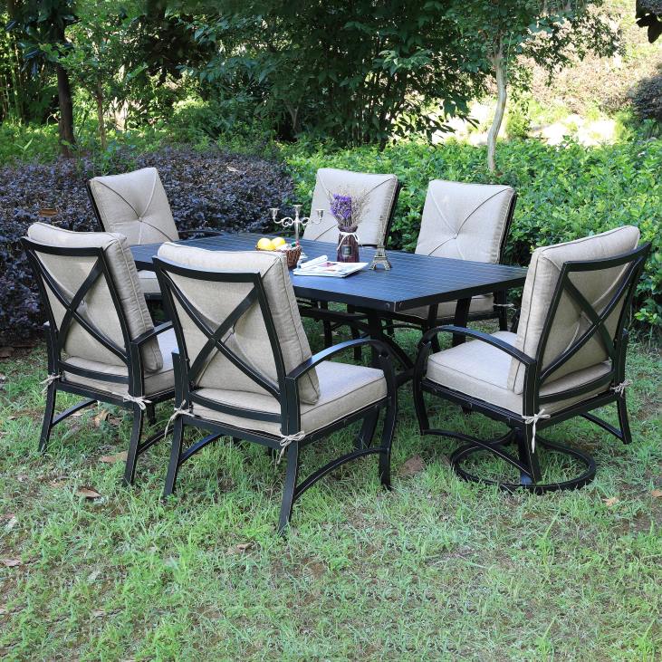 Houseware Plow & Hearth Granada 7-Piece Dining Set with Armchairs and Swivel Chairs - Antique Bronze NFLB1169