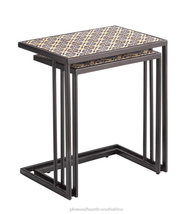 Houseware Plow & Hearth Handmade Ceramic Tile Nesting Tables, Set of 2 NFLB1108