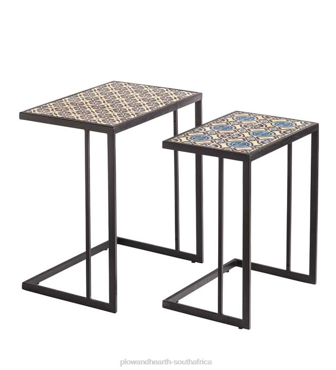 Houseware Plow & Hearth Handmade Ceramic Tile Nesting Tables, Set of 2 NFLB1108