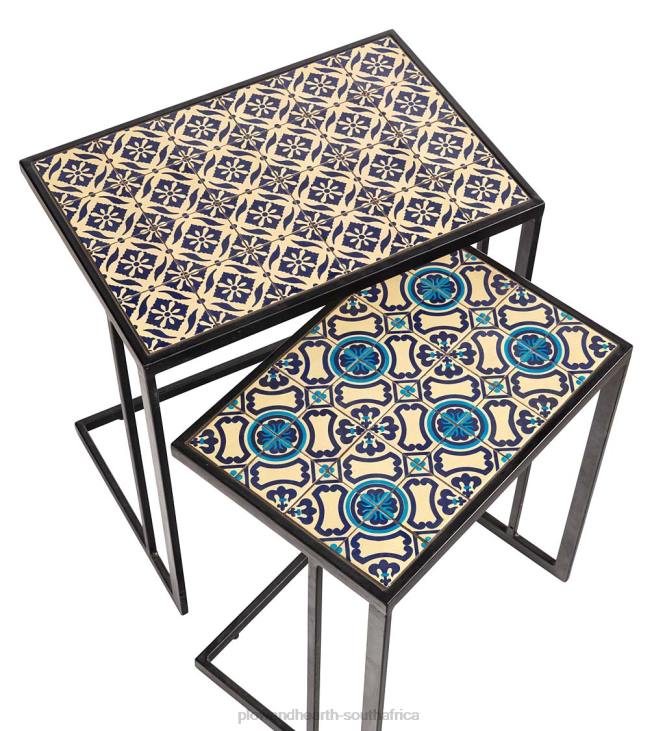 Houseware Plow & Hearth Handmade Ceramic Tile Nesting Tables, Set of 2 NFLB1108