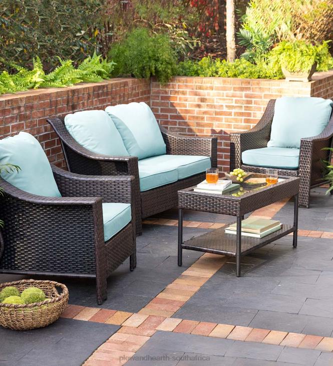 Houseware Plow & Hearth Hawthorne Outdoor 4-Piece Wicker Seating Set with Cushions NFLB1105