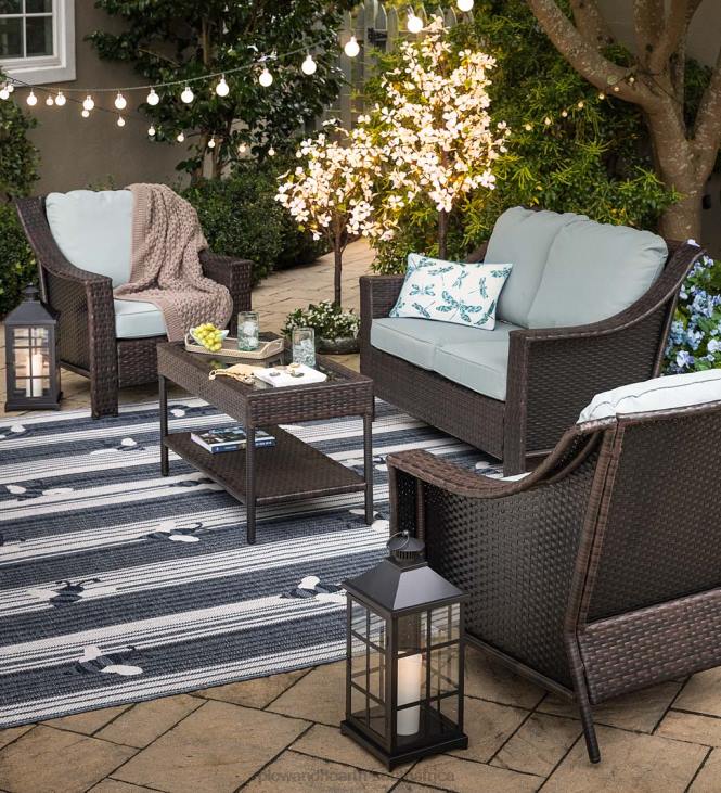 Houseware Plow & Hearth Hawthorne Outdoor 4-Piece Wicker Seating Set with Cushions NFLB1105