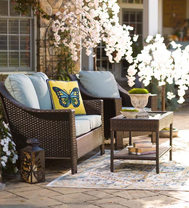 Houseware Plow & Hearth Hawthorne Outdoor 4-Piece Wicker Seating Set with Cushions NFLB1105