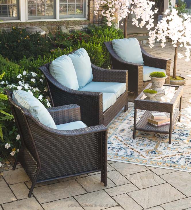Houseware Plow & Hearth Hawthorne Outdoor 4-Piece Wicker Seating Set with Cushions NFLB1105
