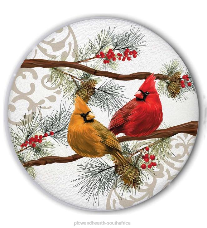 Houseware Plow & Hearth Indoor/Outdoor Holiday Cardinals Glass Table NFLB1136
