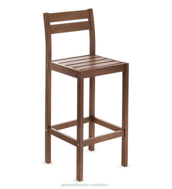 Houseware Plow & Hearth Lancaster Eucalyptus Outdoor Bar Set with Table and 2 Bar Stools, 3-Piece Set - Natural NFLB1141