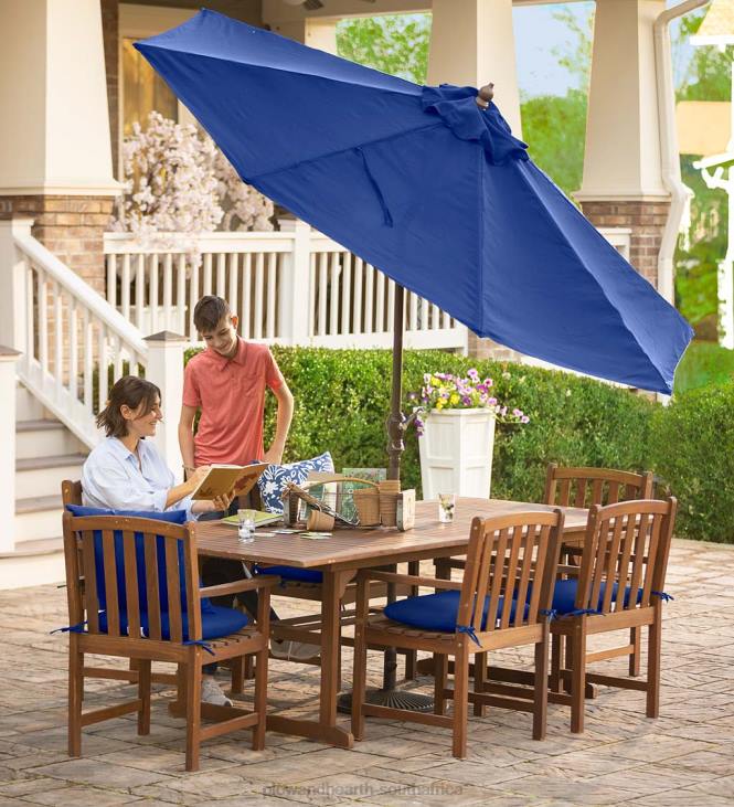 Houseware Plow & Hearth Lancaster Outdoor Furniture Collection, Eucalyptus Wood Extension Table and 6 Chairs NFLB1123
