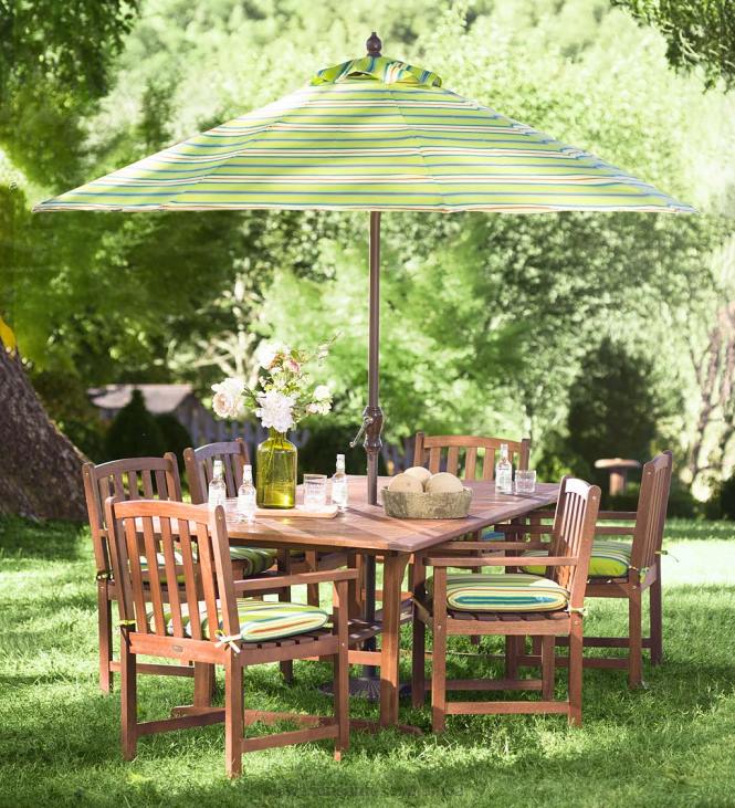 Houseware Plow & Hearth Lancaster Outdoor Furniture Collection, Eucalyptus Wood Extension Table and 6 Chairs NFLB1123