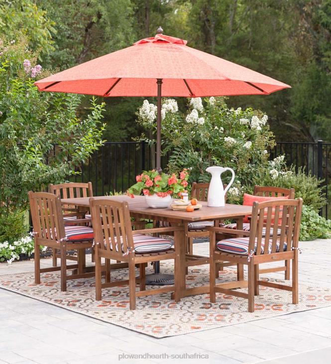 Houseware Plow & Hearth Lancaster Outdoor Furniture Collection, Eucalyptus Wood Extension Table and 6 Chairs NFLB1123