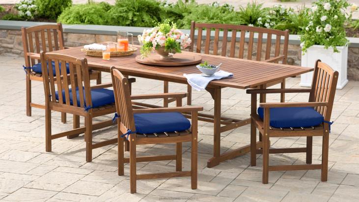 Houseware Plow & Hearth Lancaster Outdoor Furniture Collection, Eucalyptus Wood Extension Table and 6 Chairs NFLB1123
