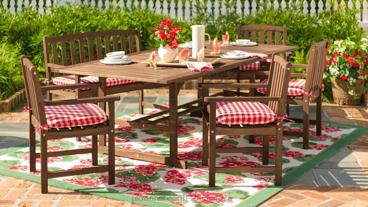 Houseware Plow & Hearth Lancaster Outdoor Furniture Collection, Eucalyptus Wood Extension Table and 6 Chairs NFLB1123