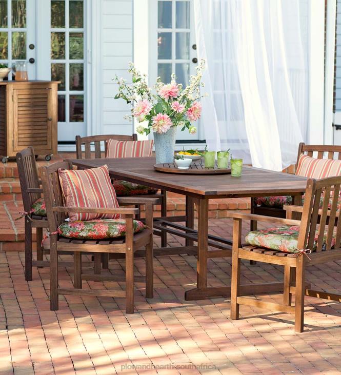 Houseware Plow & Hearth Lancaster Outdoor Furniture Collection, Eucalyptus Wood Extension Table and 6 Chairs NFLB1123