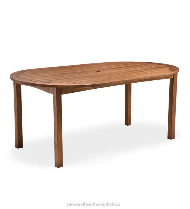 Houseware Plow & Hearth Lancaster Outdoor Furniture Collection, Eucalyptus Wood Oval Table and 6 Chairs NFLB1095