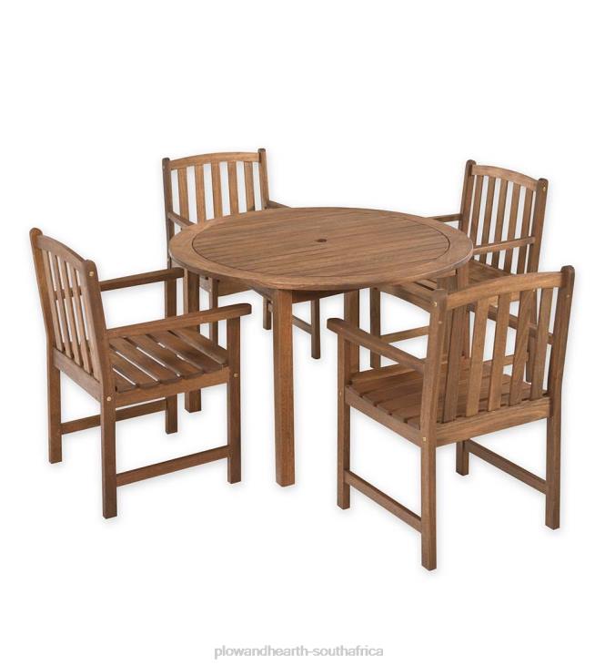 Houseware Plow & Hearth Lancaster Outdoor Furniture Collection, Eucalyptus Wood Round Table and 4 Chairs NFLB1086