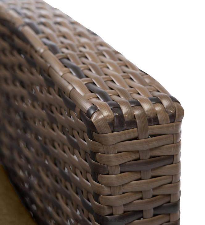 Houseware Plow & Hearth Multi-Functional Outdoor Wicker Love Seat Chaise Lounger with Taupe Cushions NFLB1083