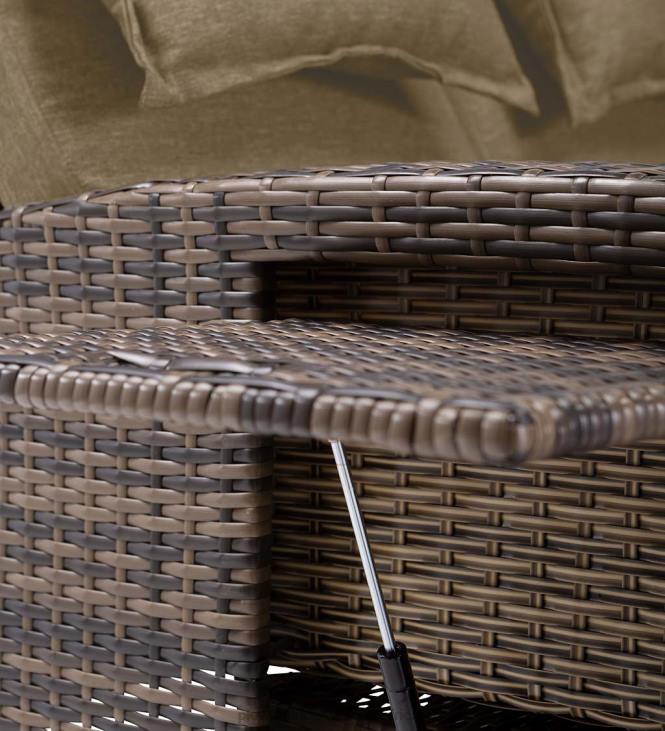 Houseware Plow & Hearth Multi-Functional Outdoor Wicker Love Seat Chaise Lounger with Taupe Cushions NFLB1083